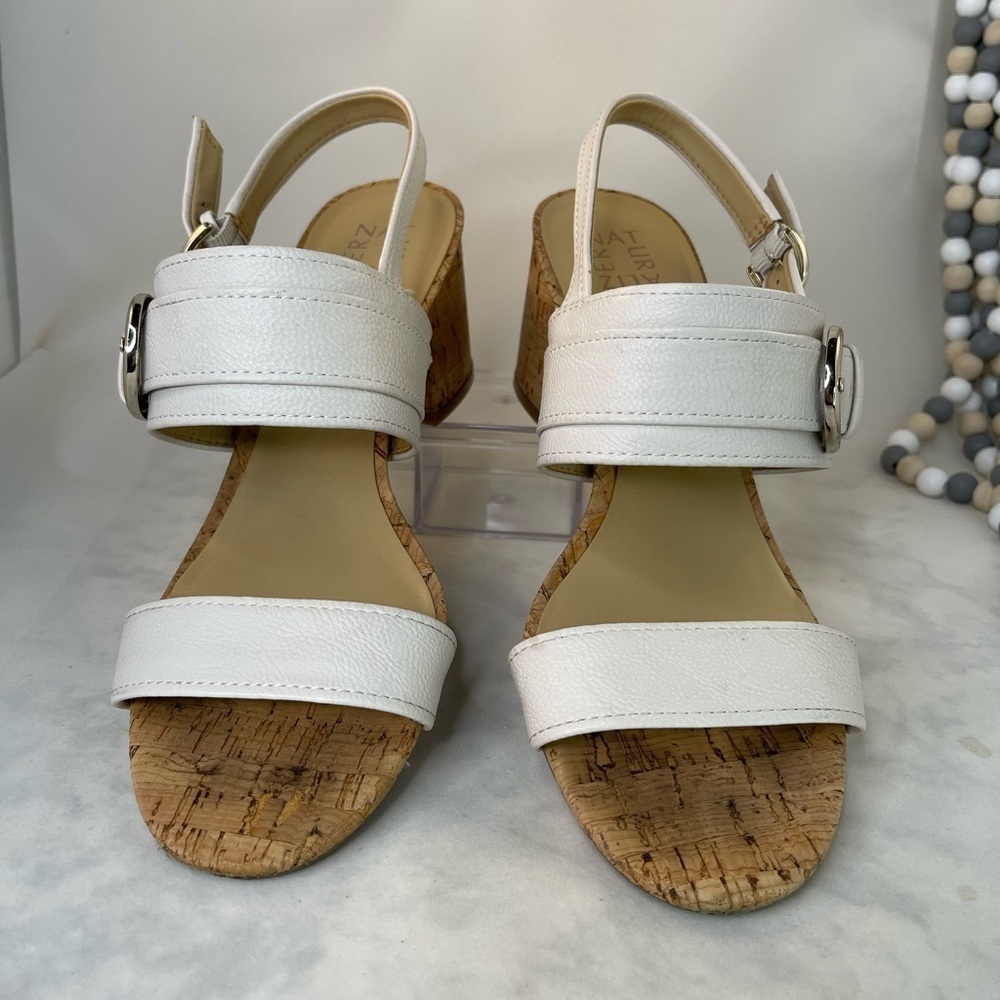 NATURALIZER Kaylee white faux leather block heel  comfort sandals size 11M - Picture 6 of 11